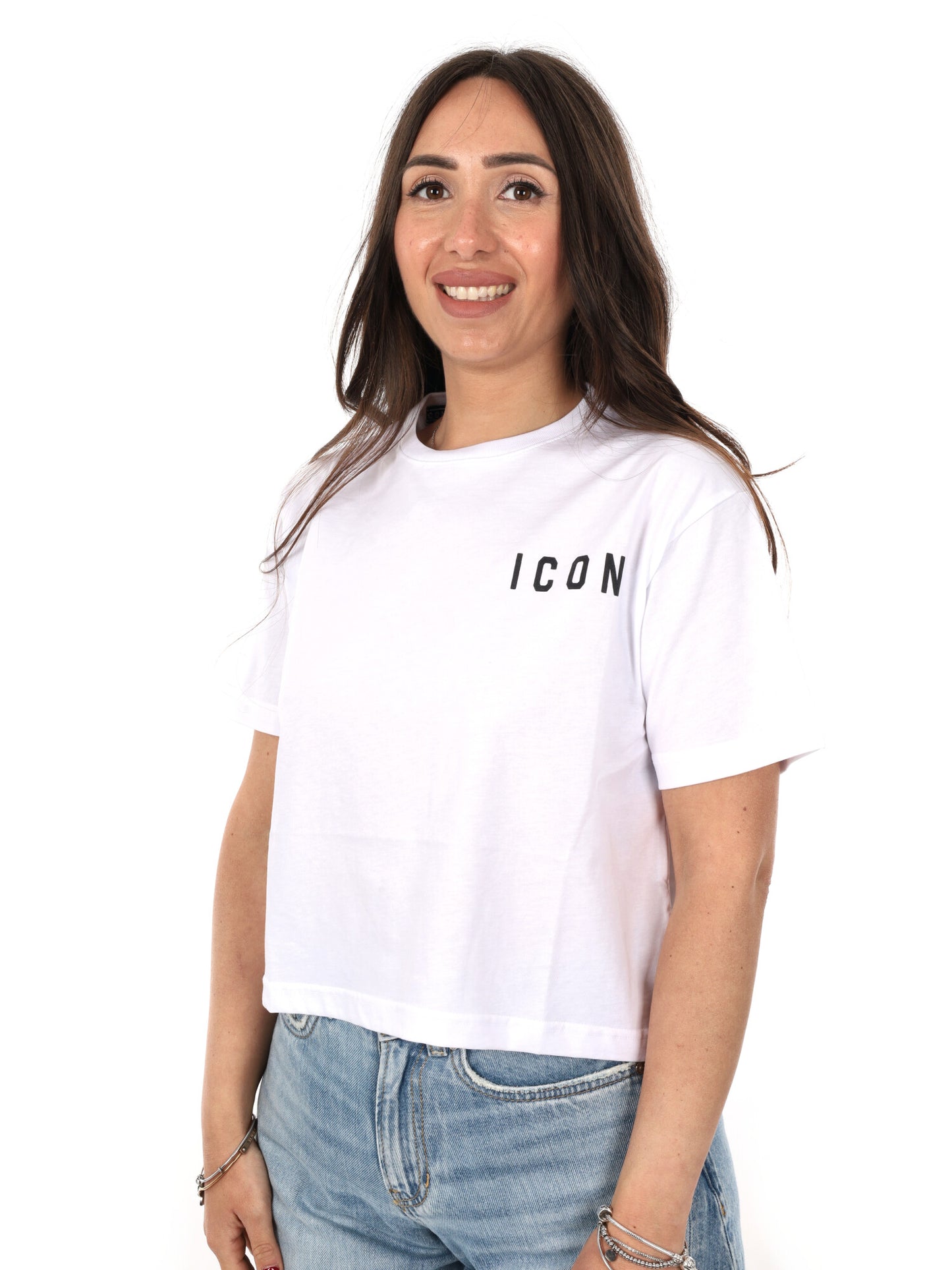 Icon t-shirt crop multicolore da donna