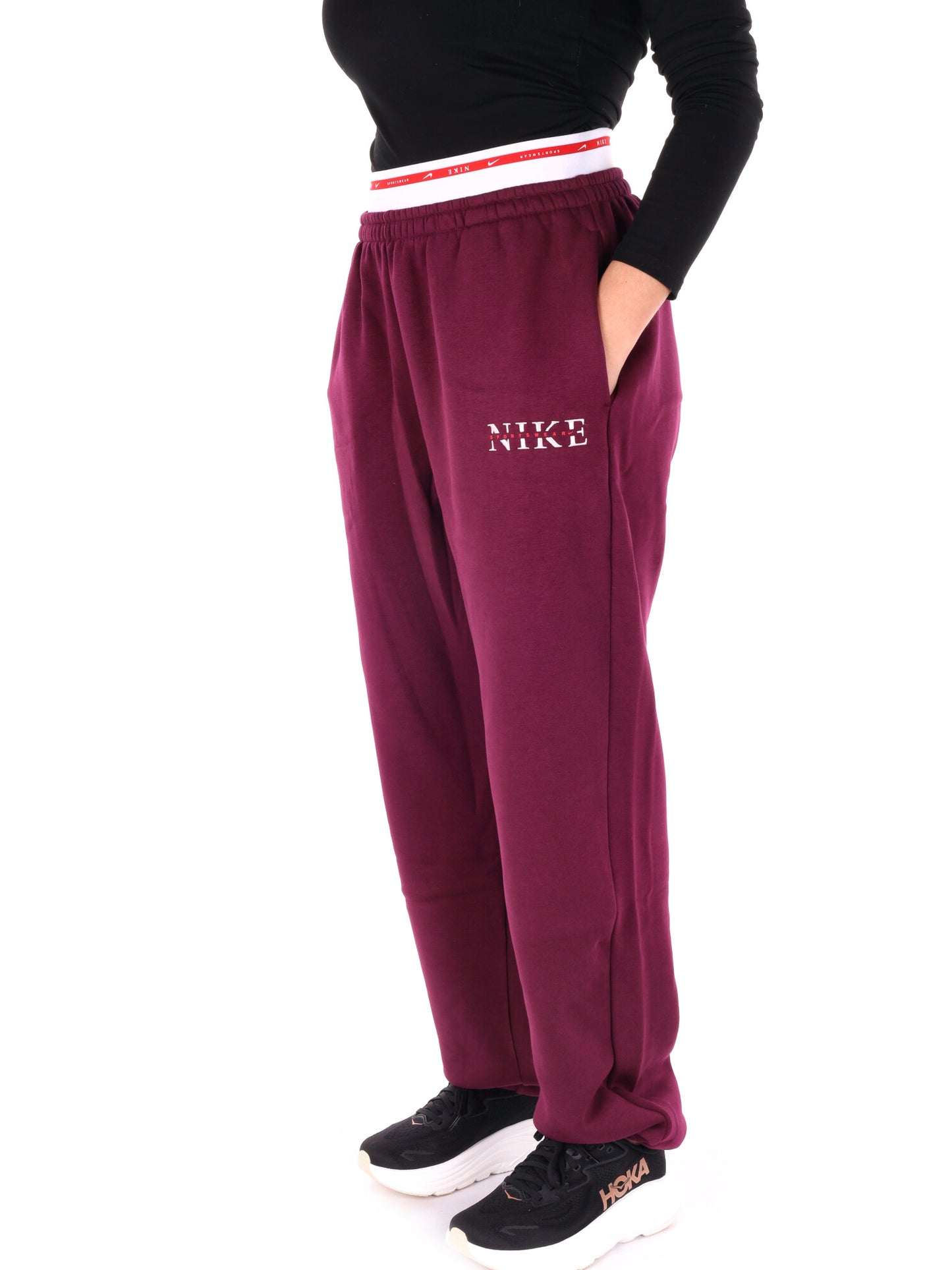 PANTALONE TUTA A VITA ALTA NIKE DA DONNA BORDEAUX