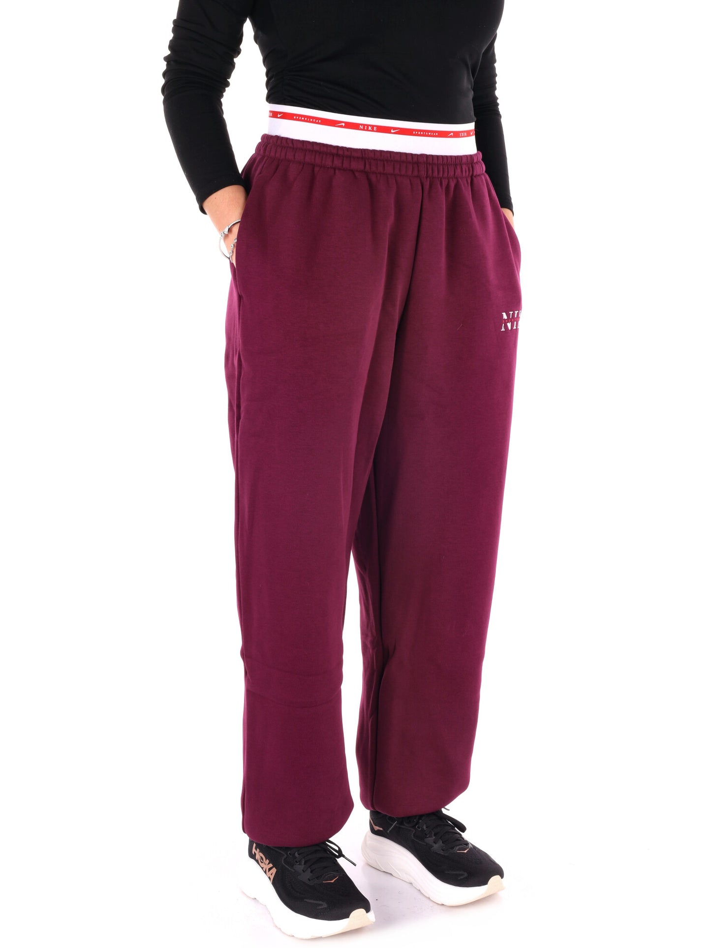 PANTALONE TUTA A VITA ALTA NIKE DA DONNA BORDEAUX