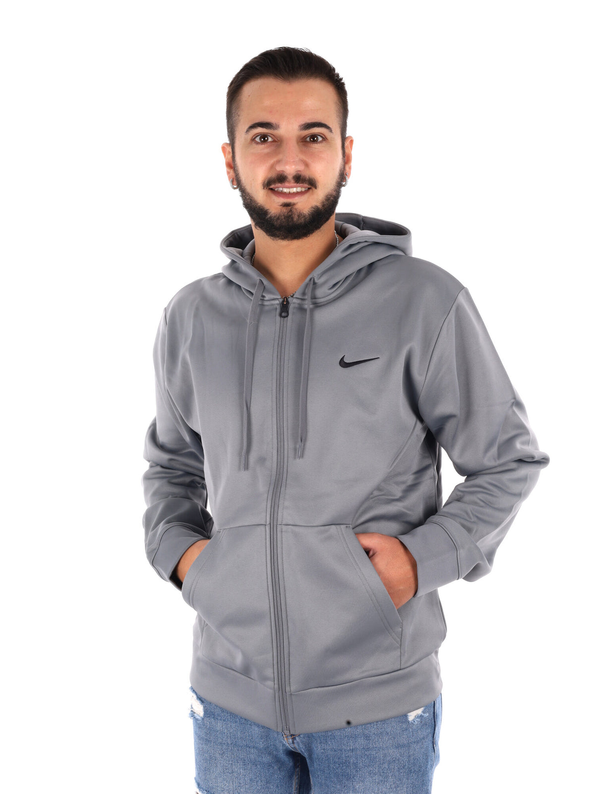 Nike Flex Flc Fz Hd, felpa da uomo grigia