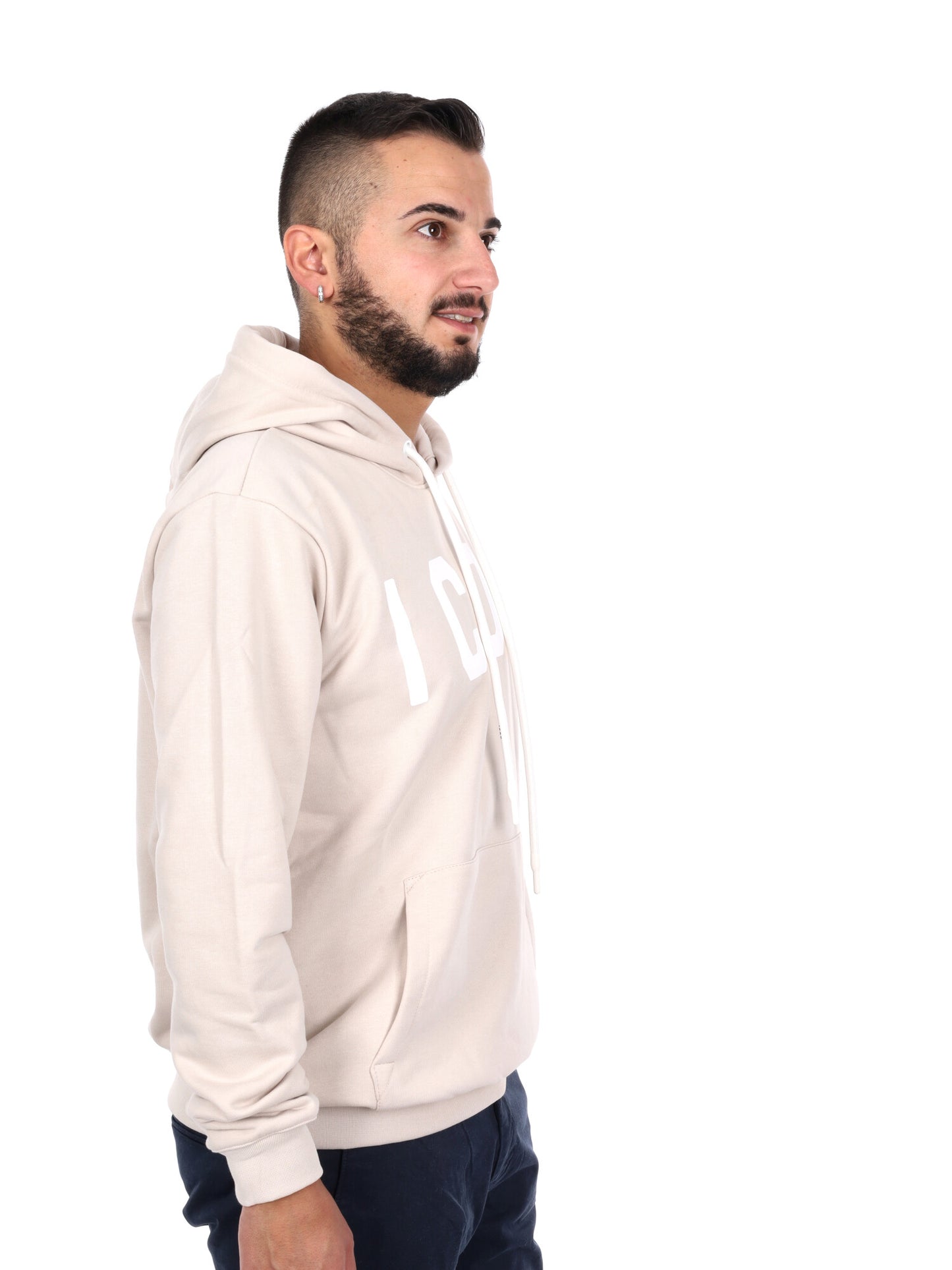 Felpa con cappuccio Icon da uomo bianca per primavera-estate
