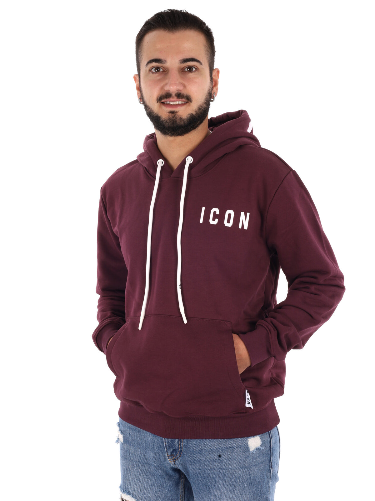 Icon IUF007C Wine, felpa da uomo bordeaux