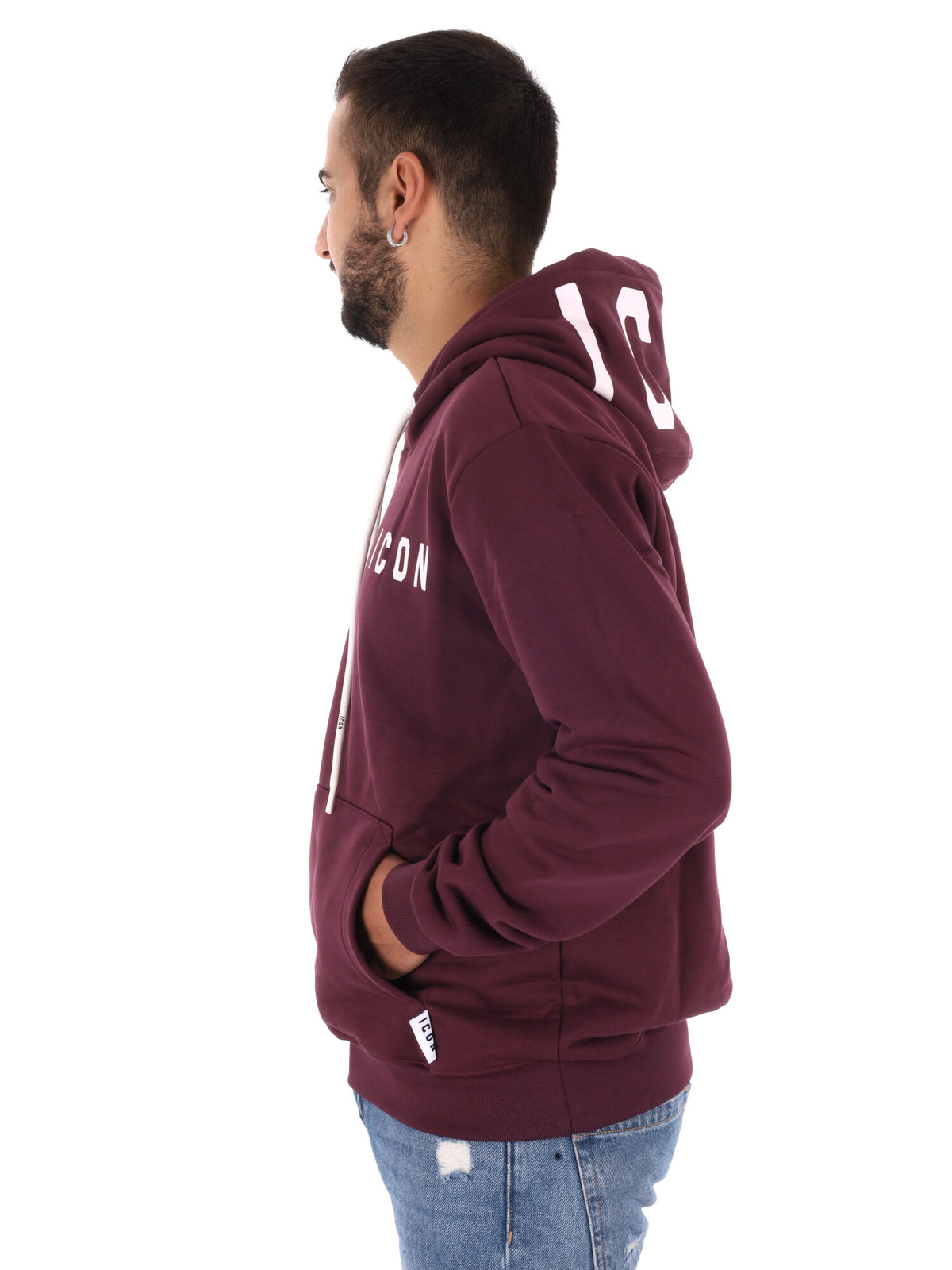Icon IUF007C Wine, felpa da uomo bordeaux