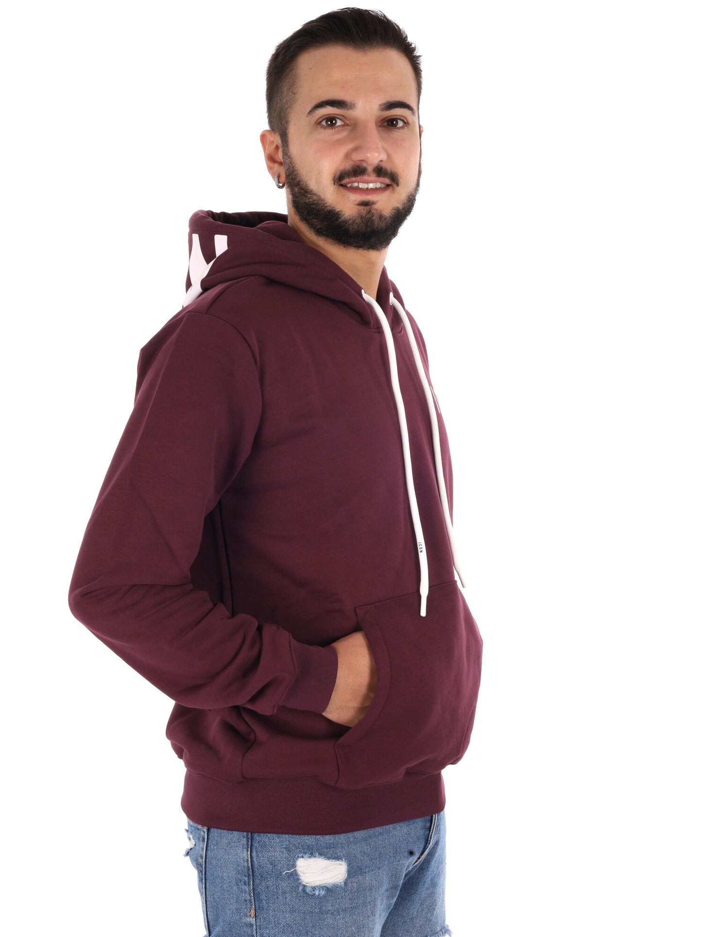 Icon IUF007C Wine, felpa da uomo bordeaux