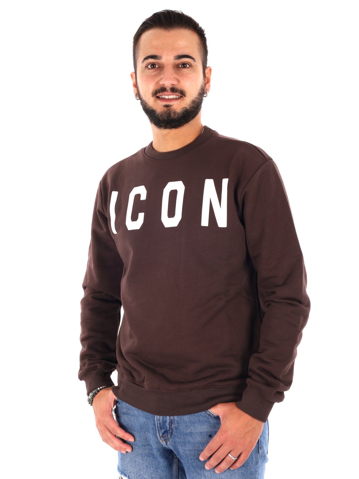 Icon IUF008C Moro, felpa da uomo marrone
