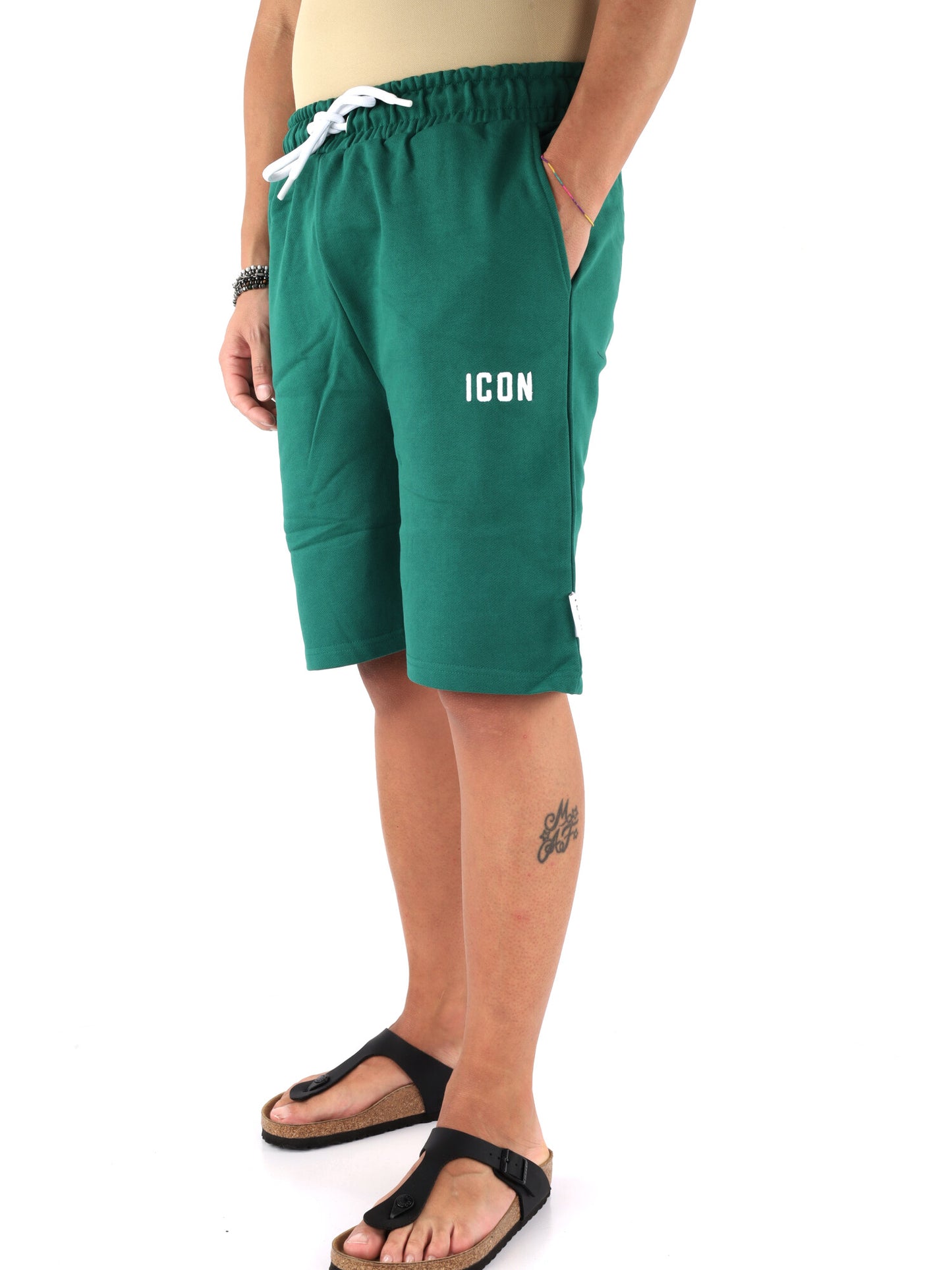Bermuda Icon verde in morbido jersey da uomo