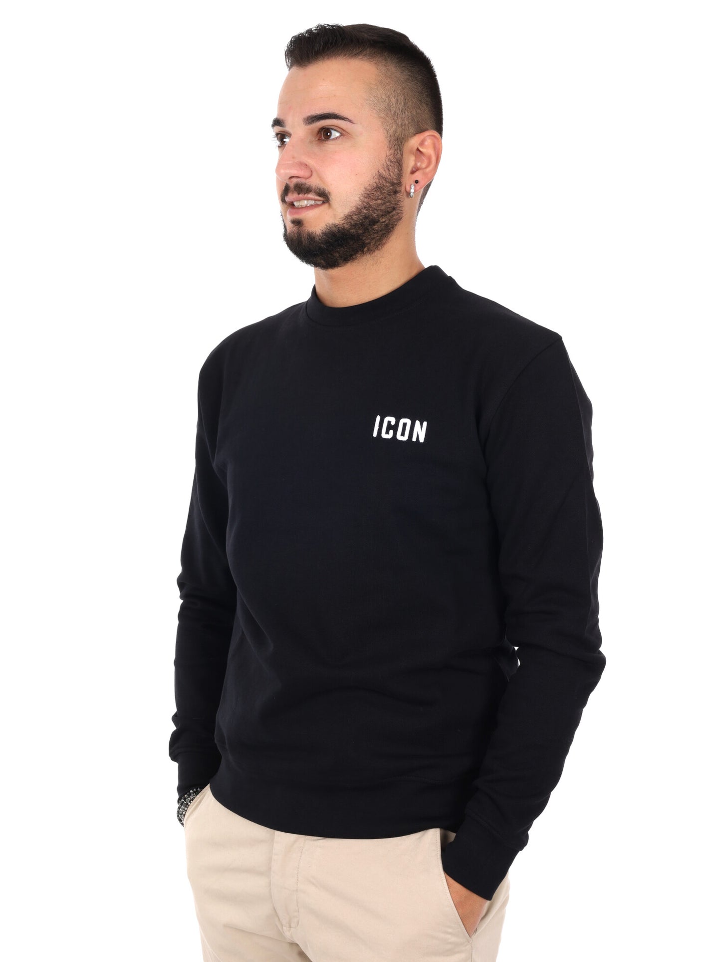 Icon felpa girocollo da uomo in nero