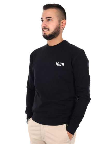 Icon felpa girocollo da uomo in nero