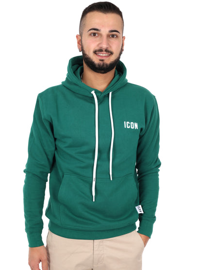 Felpa da uomo Icon verde con cappuccio e ricamo logo