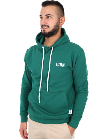 Felpa da uomo Icon verde con cappuccio e ricamo logo