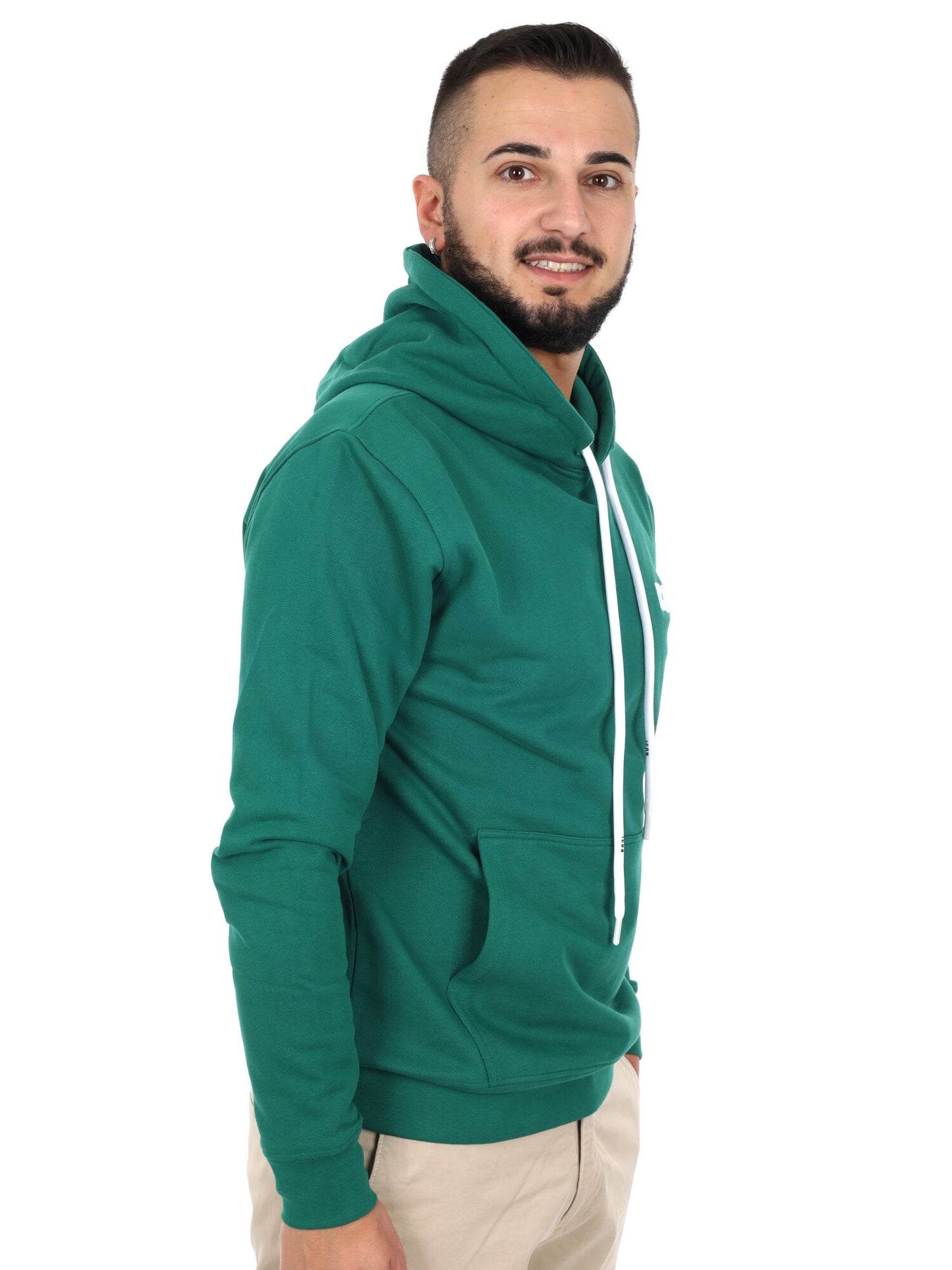 Felpa da uomo Icon verde con cappuccio e ricamo logo