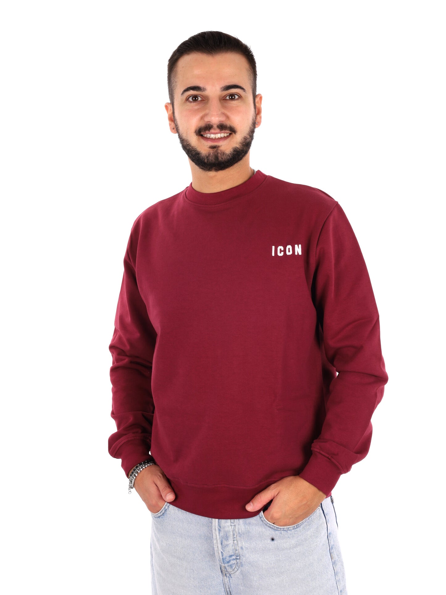 Icon IUPREF007 Bordo, felpa da uomo bordeaux
