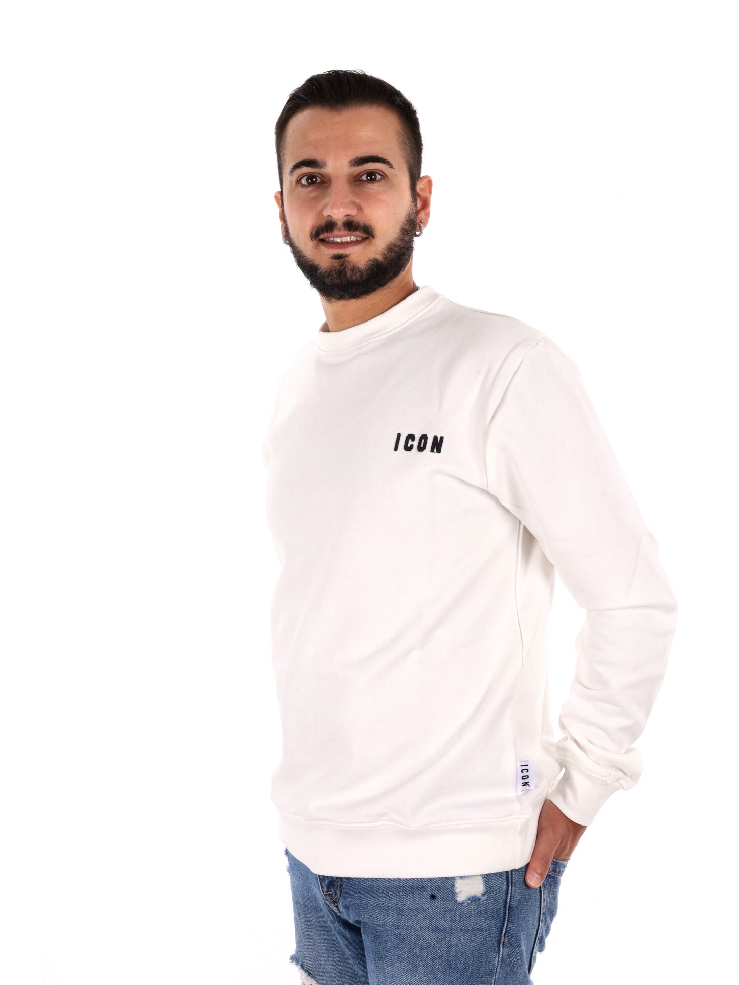 Icon Felpa Giro Ft, felpa da uomo panna