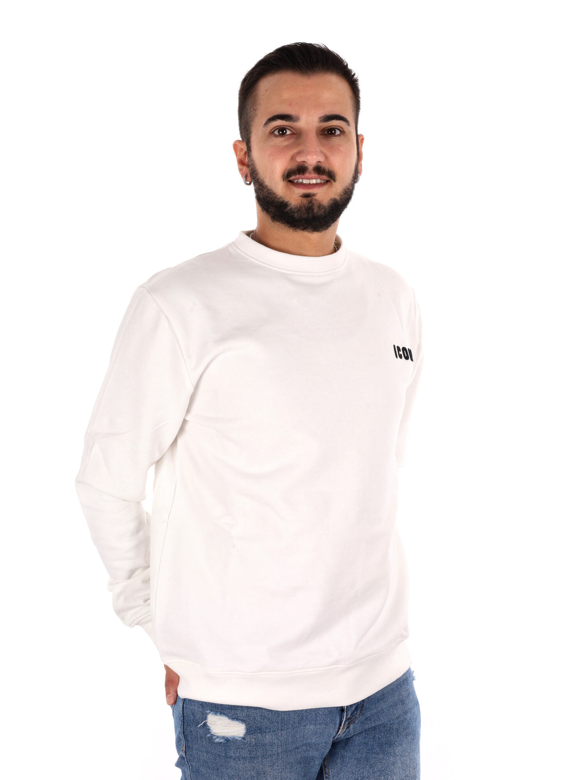 Icon Felpa Giro Ft, felpa da uomo panna