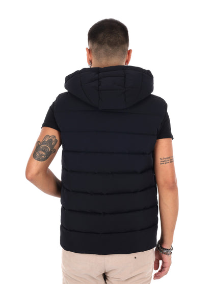 Icon gilet smanicato da uomo nero con logo piccolo