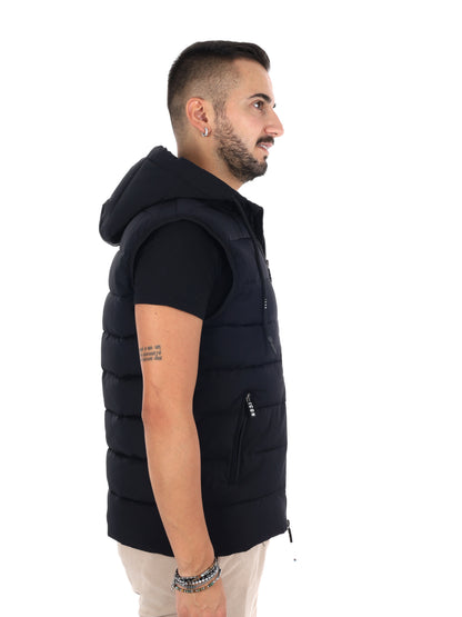 Icon gilet smanicato da uomo nero con logo piccolo