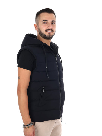 Icon gilet smanicato da uomo nero con logo piccolo