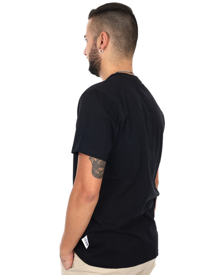 Icon, t-shirt nera da uomo con ricamo distintivo