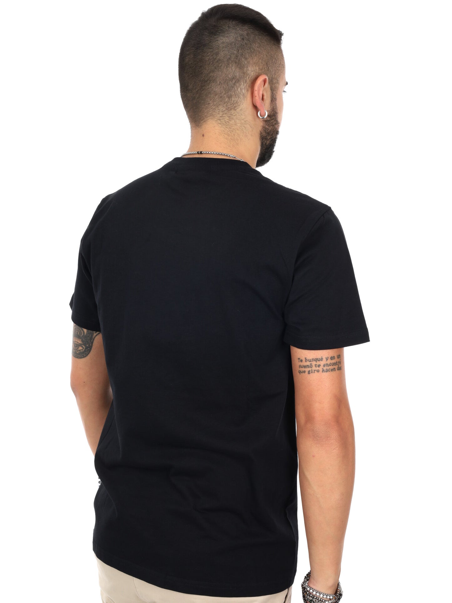 Icon, t-shirt nera da uomo con ricamo distintivo