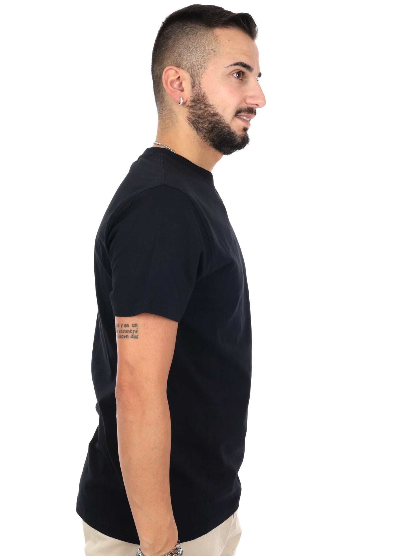 Icon, t-shirt nera da uomo con ricamo distintivo