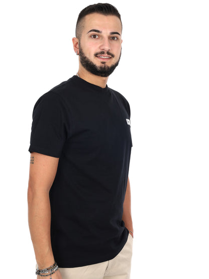 Icon, t-shirt nera da uomo con ricamo distintivo