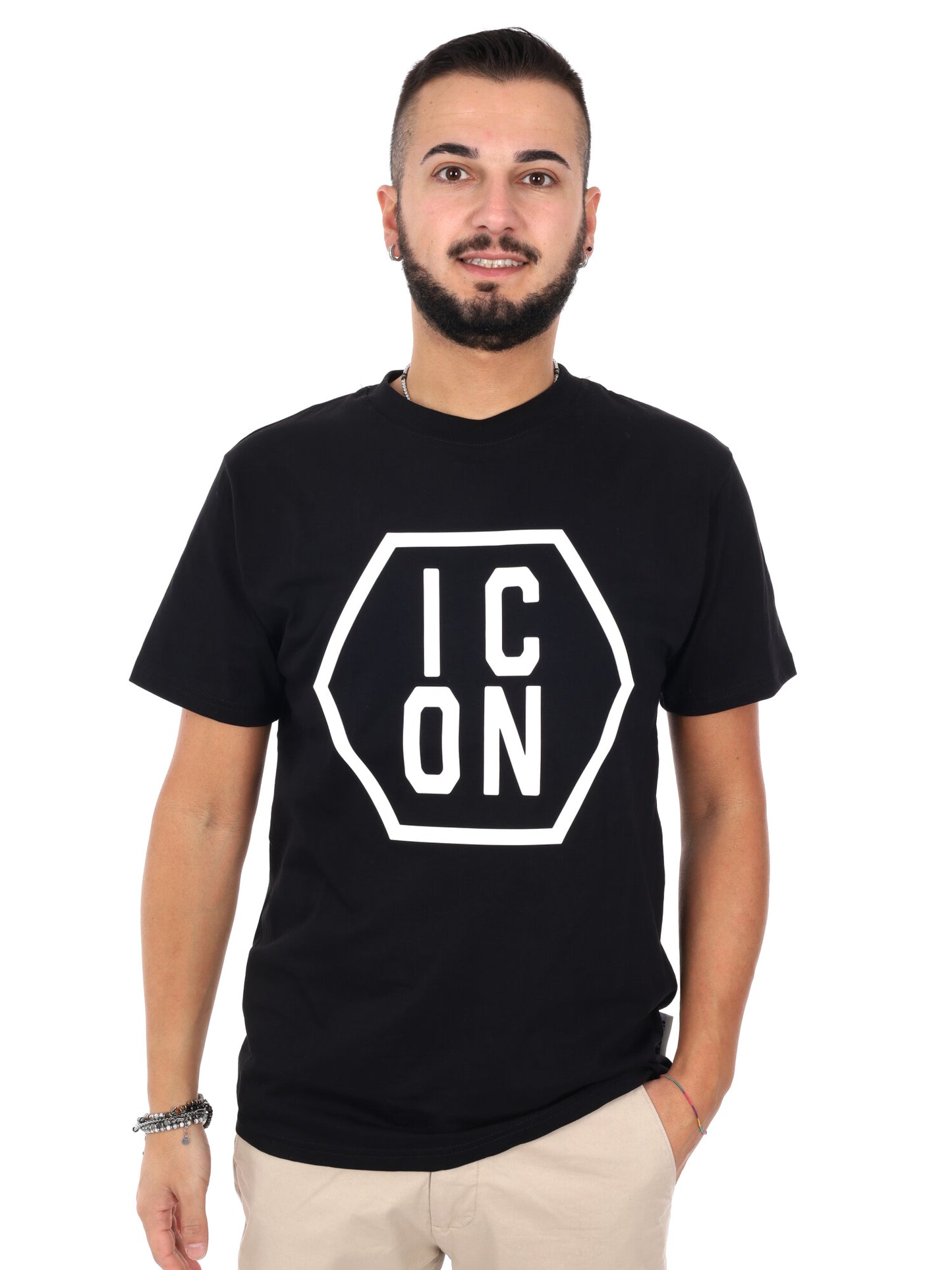 Icon IUT040 bianca e nera, t-shirt maniche corte da uomo