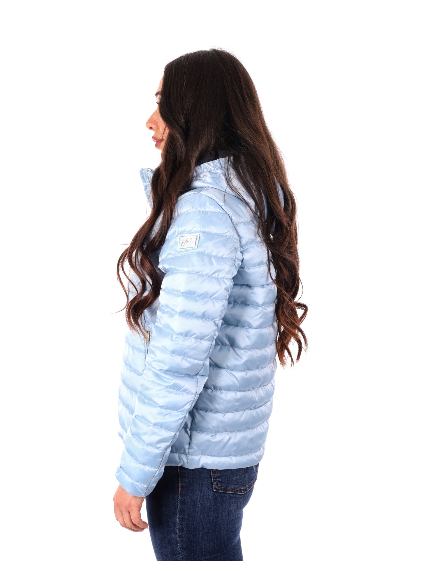 Yes-Zee giubbotto trapuntato donna azzurro con cappuccio