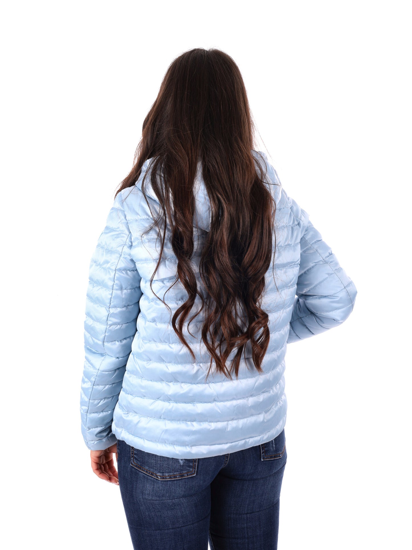 Yes-Zee giubbotto trapuntato donna azzurro con cappuccio