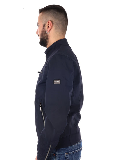 Yes-Zee giubbino idrorepellente da uomo in blu con collo coreano