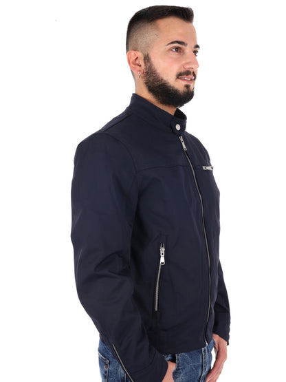 Yes-Zee giubbino idrorepellente da uomo in blu con collo coreano