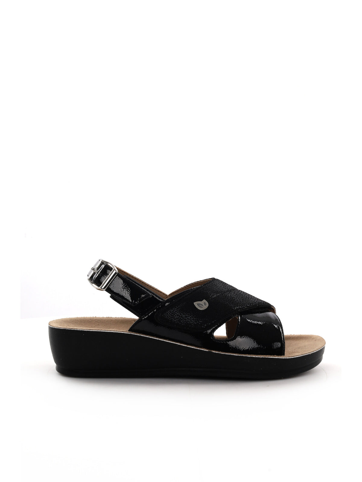 Ecobio sandalo zeppa da donna nero