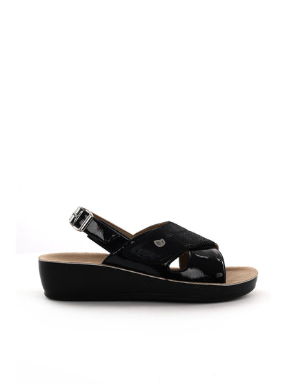 Ecobio sandalo zeppa da donna nero