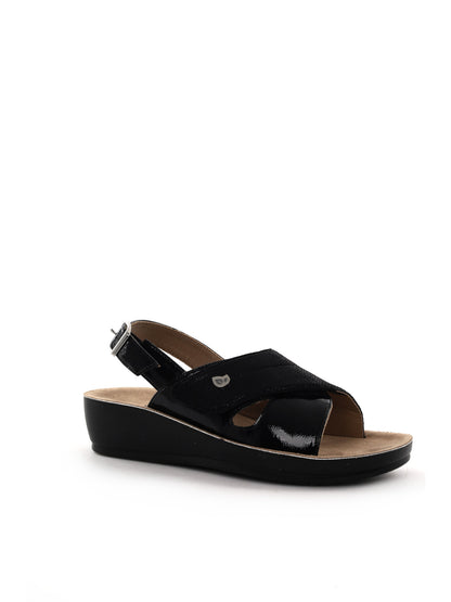 Ecobio sandalo zeppa da donna nero