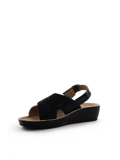 Ecobio sandalo zeppa da donna nero