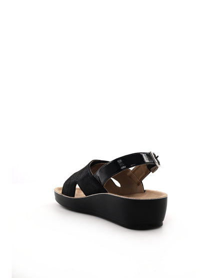 Ecobio sandalo zeppa da donna nero