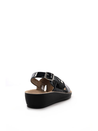 Ecobio sandalo zeppa da donna nero