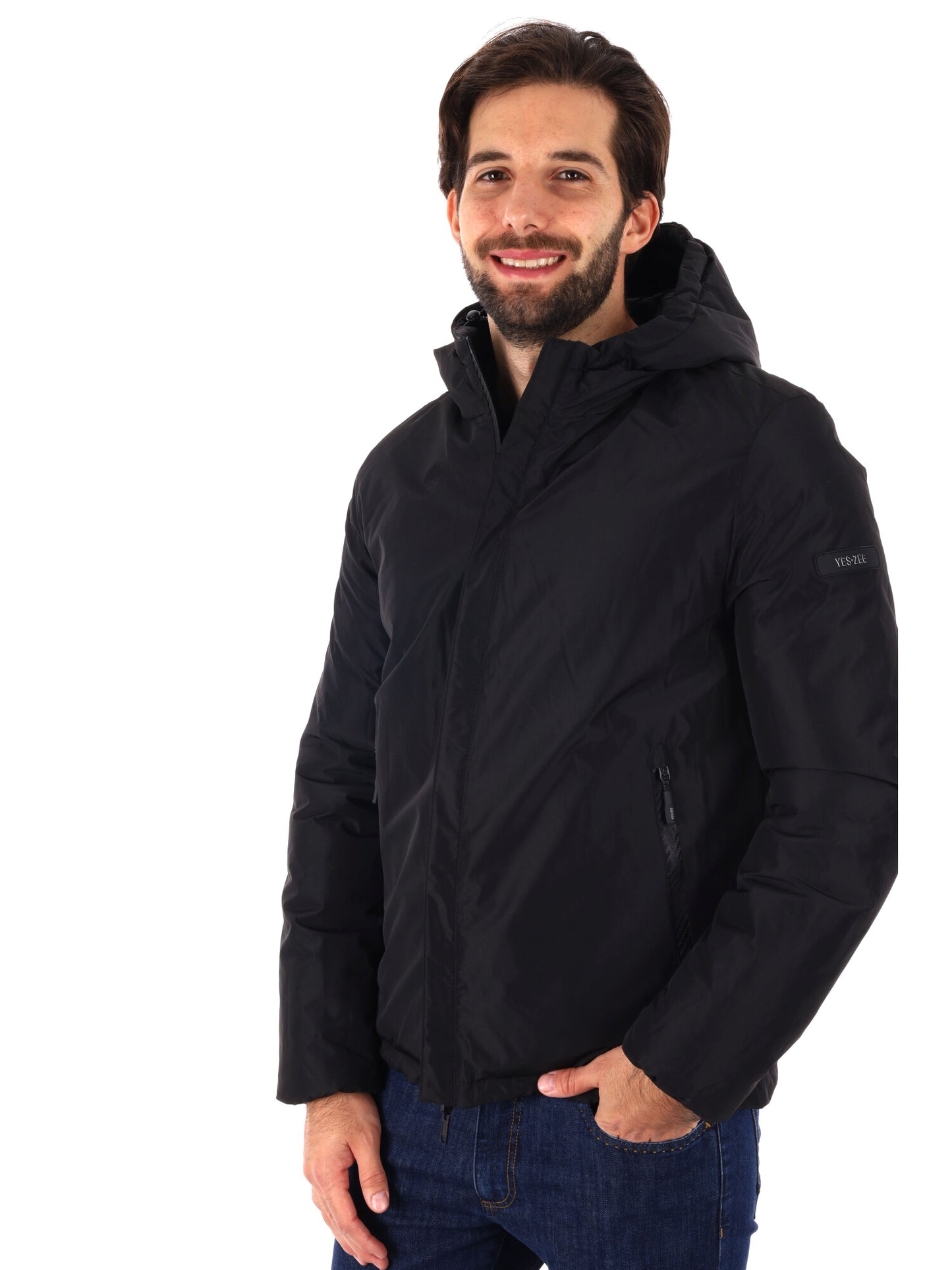 GIUBBINO REVERSIBILE CON CAPPUCCIO YES ZEE DA UOMO NERO