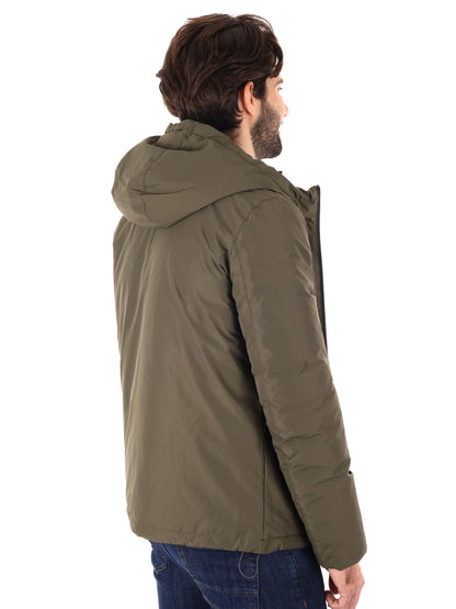 GIUBBINO REVERSIBILE CON CAPPUCCIO YES ZEE DA UOMO VERDE MILITARE