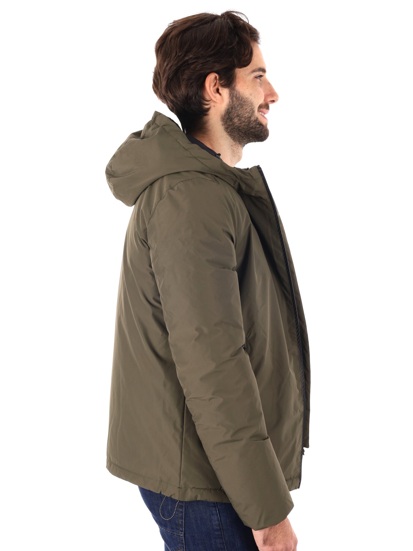 GIUBBINO REVERSIBILE CON CAPPUCCIO YES ZEE DA UOMO VERDE MILITARE