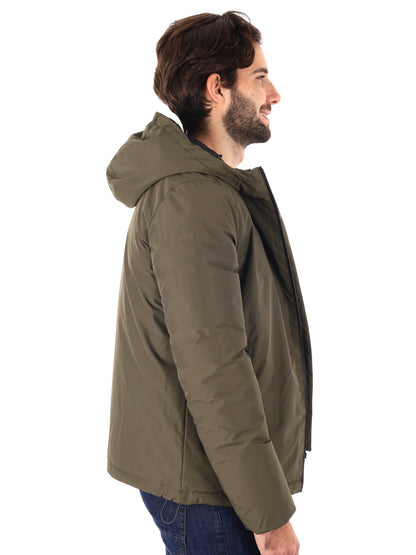 GIUBBINO REVERSIBILE CON CAPPUCCIO YES ZEE DA UOMO VERDE MILITARE