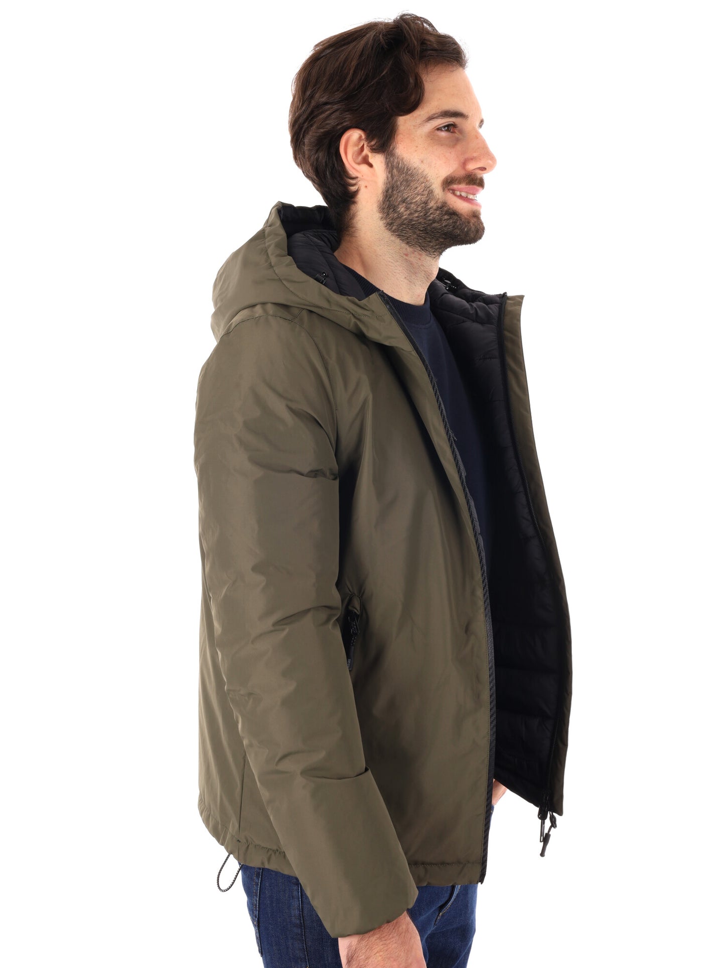 GIUBBINO REVERSIBILE CON CAPPUCCIO YES ZEE DA UOMO VERDE MILITARE