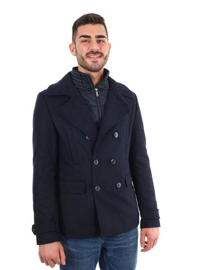 CAPPOTTO DOPPIO PETTO CON FITNO GILET YES ZEE DA UOMO BLU