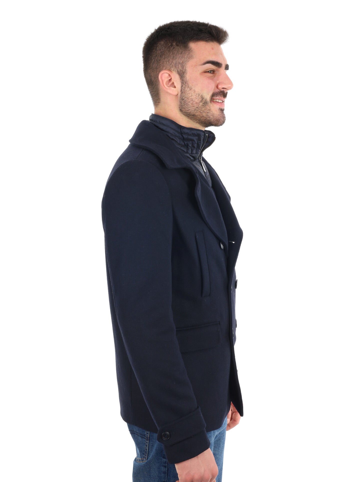 CAPPOTTO DOPPIO PETTO CON FITNO GILET YES ZEE DA UOMO BLU