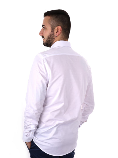 Camicia jersey bianca da uomo FB per cerimonie primavera-estate