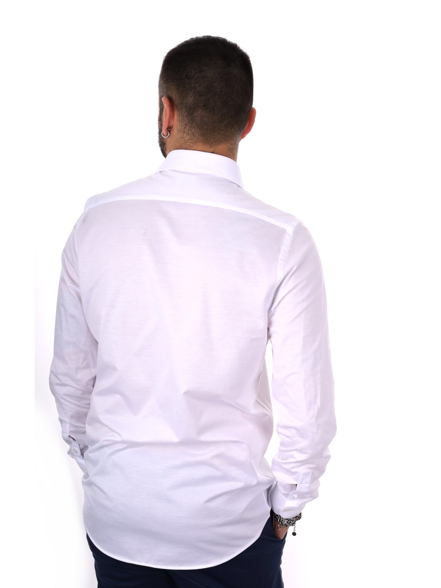 Camicia jersey bianca da uomo FB per cerimonie primavera-estate