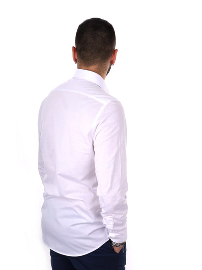 Camicia jersey bianca da uomo FB per cerimonie primavera-estate