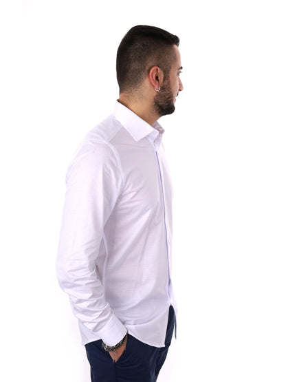 Camicia jersey bianca da uomo FB per cerimonie primavera-estate