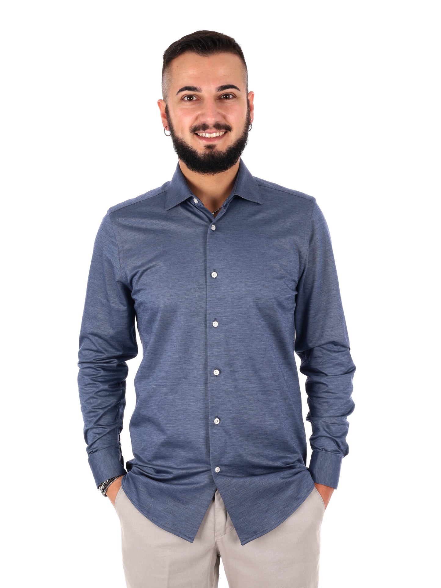 Camicia Jersey Jeans da uomo in denim per la primavera-estate