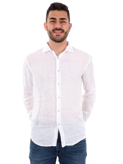 Camicia uomo FB Katerina 387 in lino bianca per cerimonia