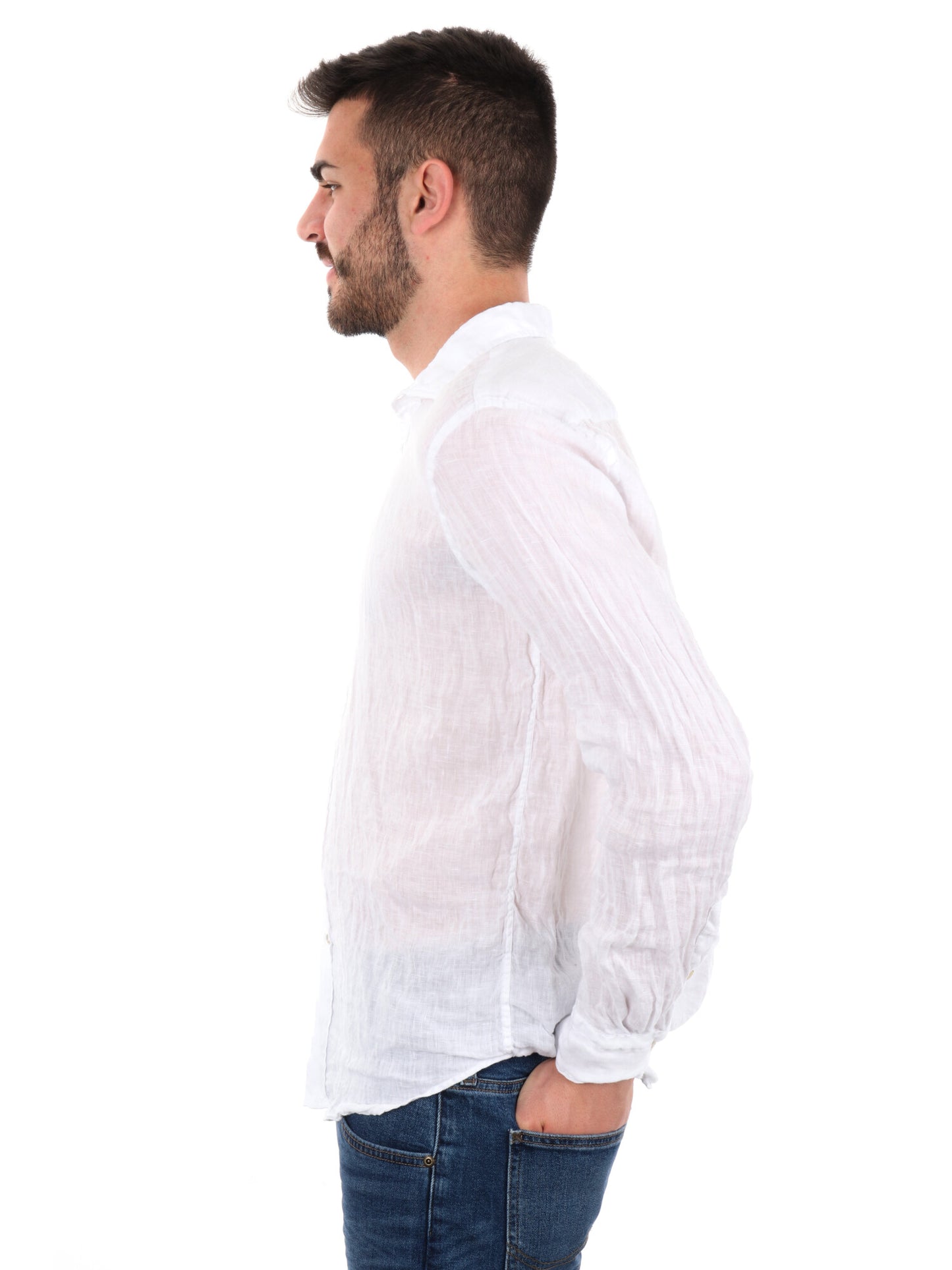 Camicia uomo FB Katerina 387 in lino bianca per cerimonia